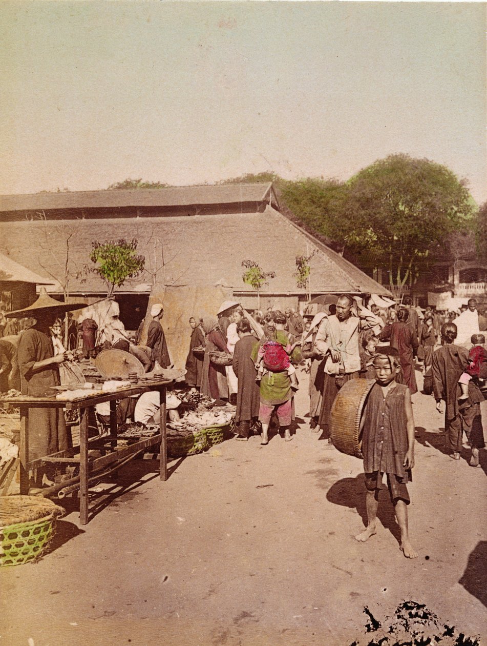 Un marché au Tonkin, vers 1899-1900 - Chinese School