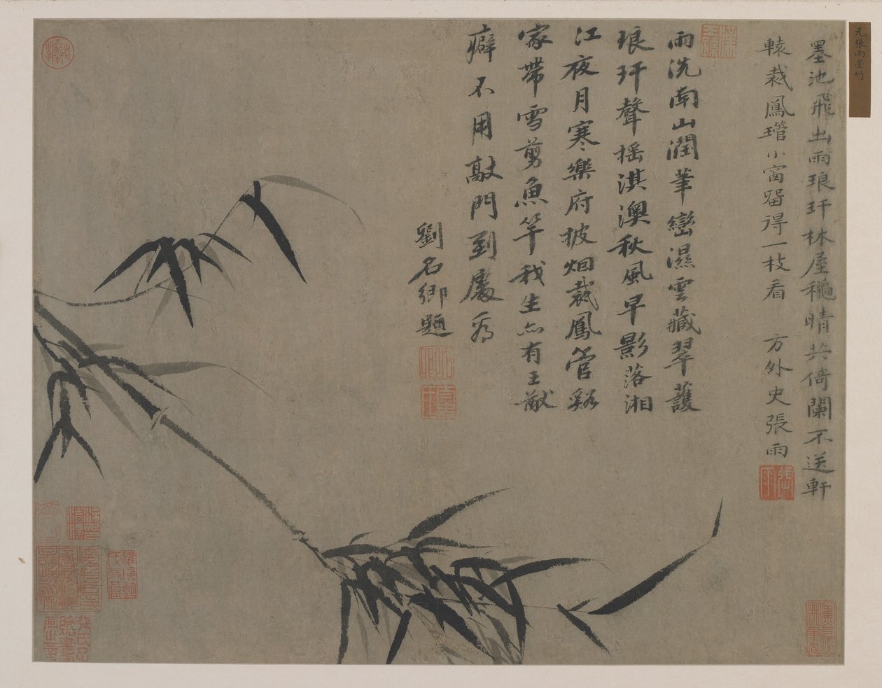 Branche de bambou, possiblement dynastie Qing - Chinese School