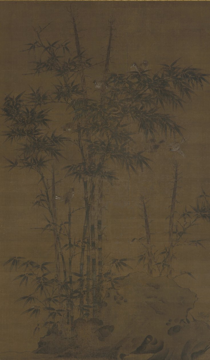 Bambou et moineaux, dynastie Yuan ou Ming, fin 14e siècle - Chinese School