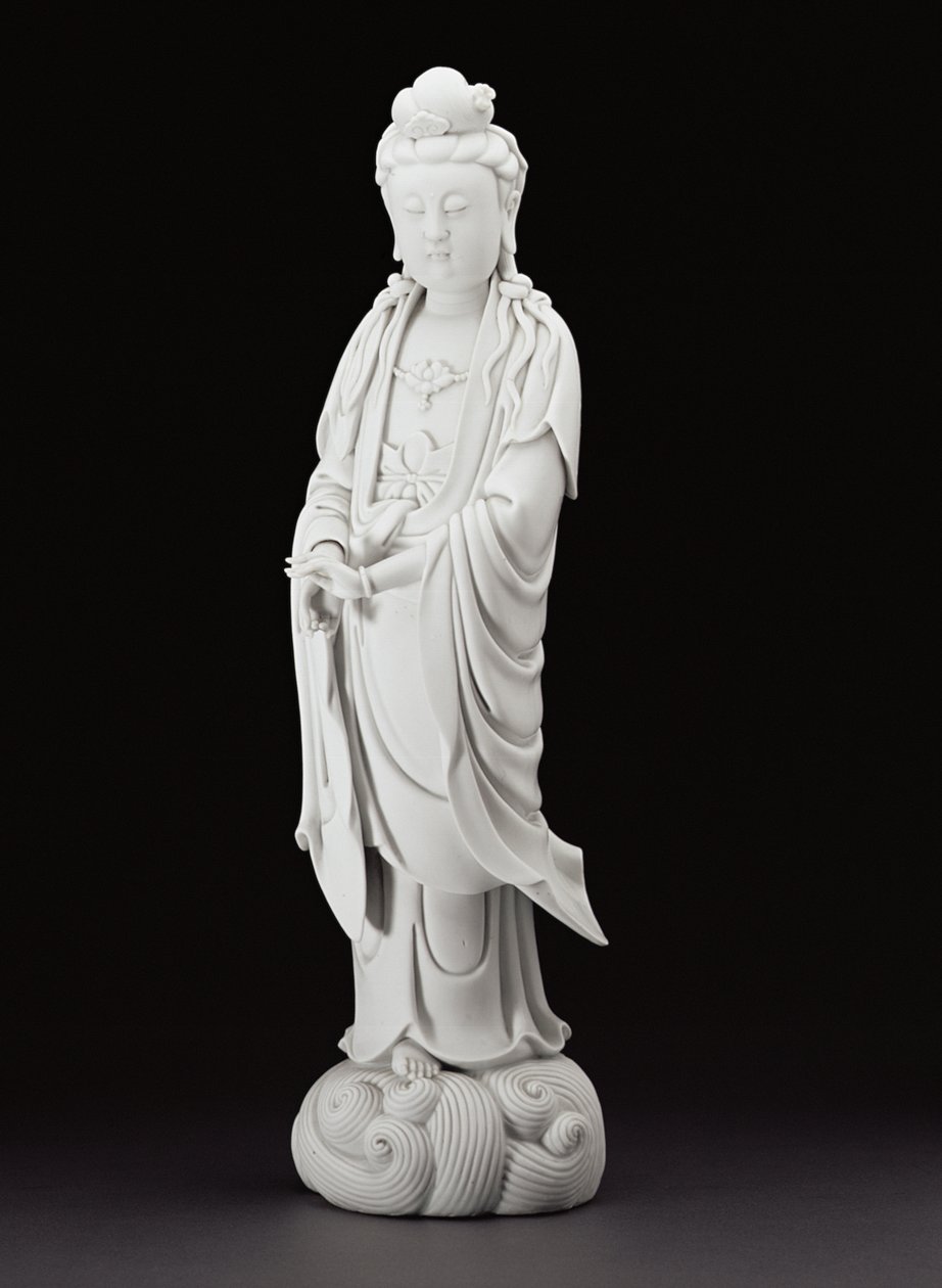 Figure de Guanyin en Blanc de Chine, vers 1800 (porcelaine) - Chinese School