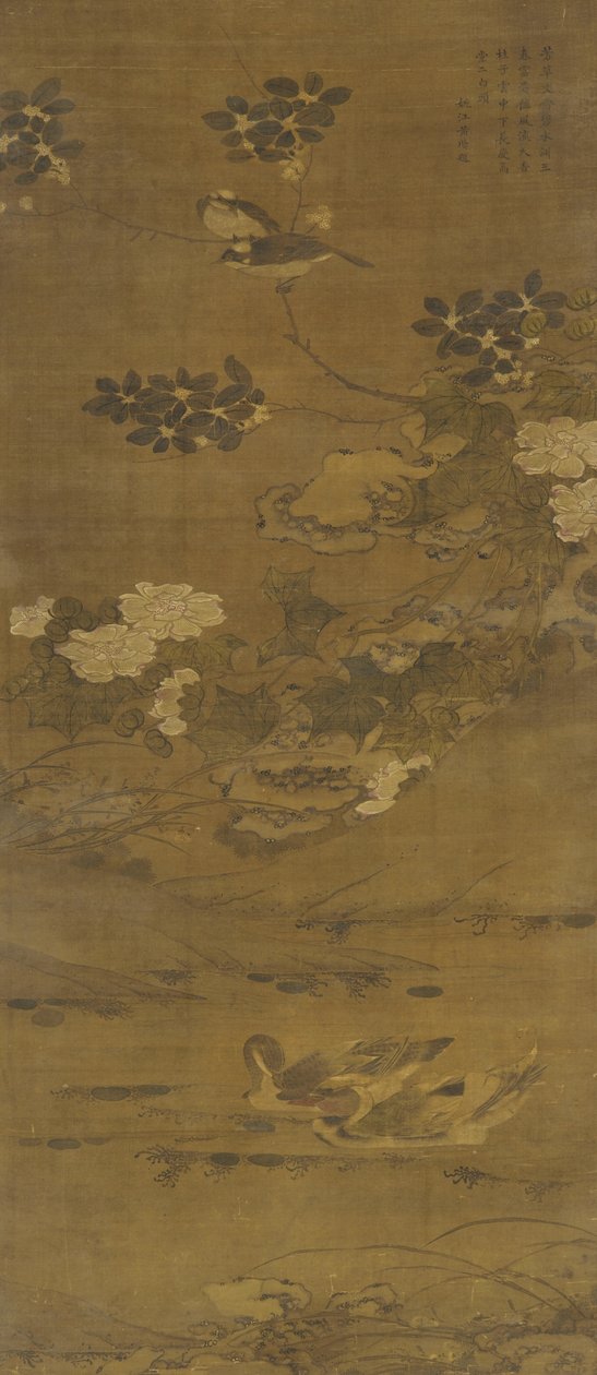 Fleurs, canards et autres oiseaux, dynastie Ming ou Qing, 15e-18e siècle - Chinese School