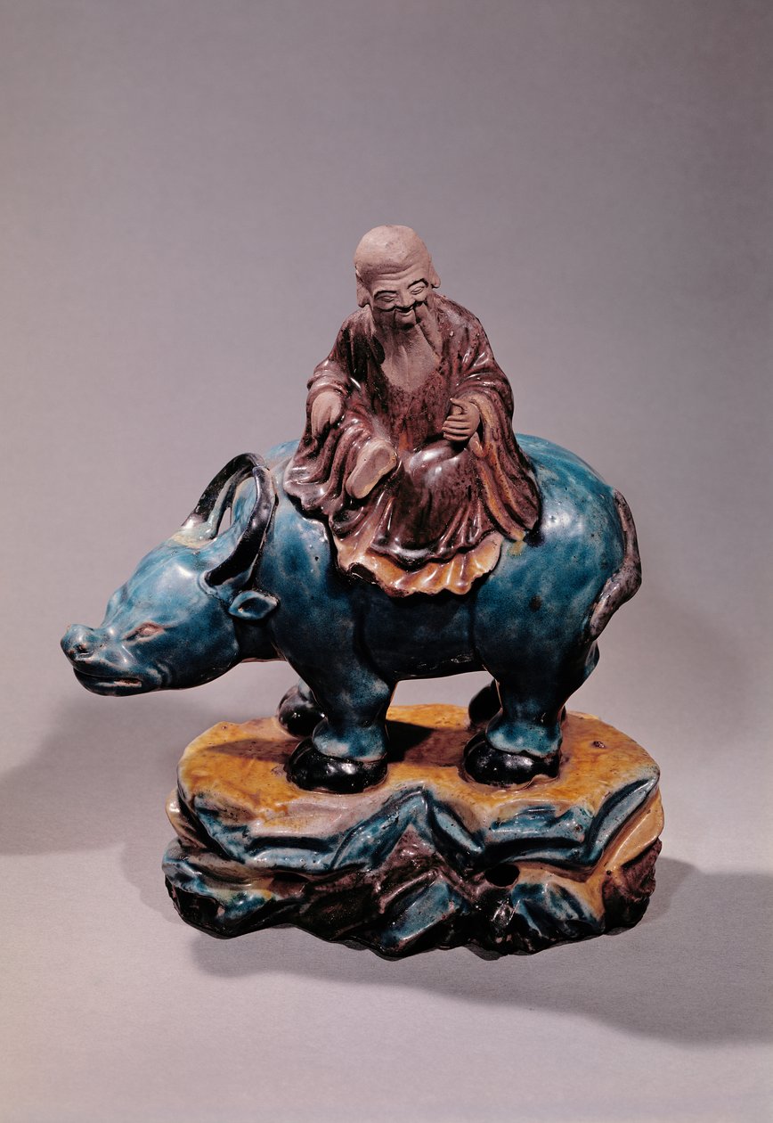 Lao-Tzu (c.604-531 av. J.-C.) sur son buffle, dynastie Qing - Chinese School