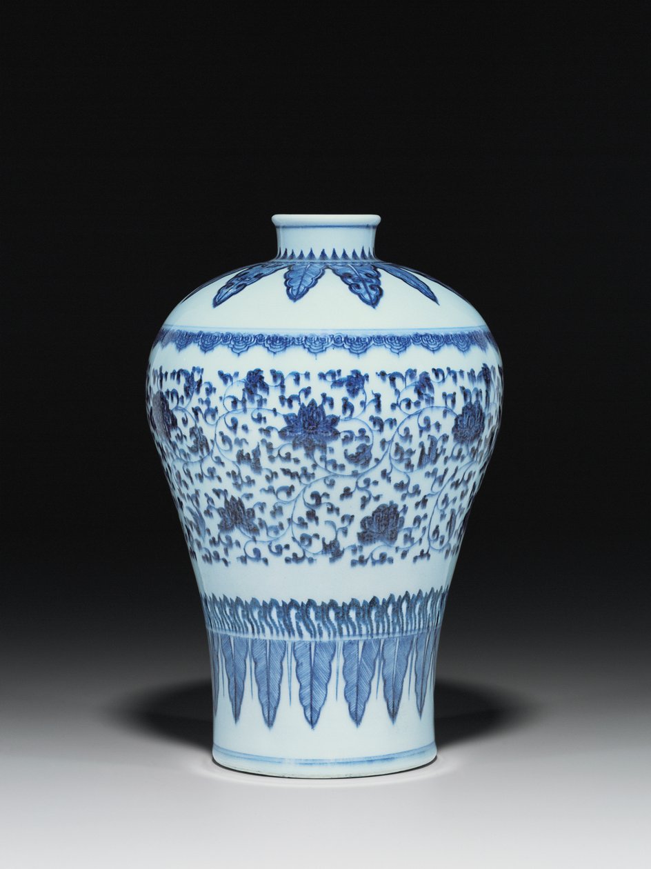 Vase de style Ming, Meiping, peint dans le style du XVe siècle - Chinese School