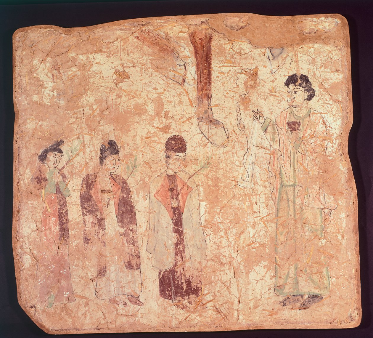 Sujet nestorien, peut-être le dimanche des Rameaux, peinture murale du temple de Cristano Qoco, Xinjiang, Chine, civilisation chinoise, dynastie Tang, fin du IXe siècle - Chinese School