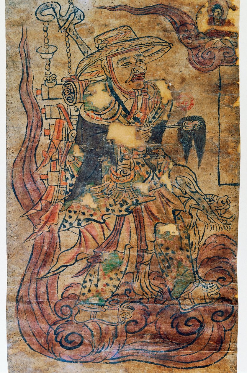 Moine pèlerin, miniature, Dunhuang, civilisation chinoise, 9ème siècle - Chinese School