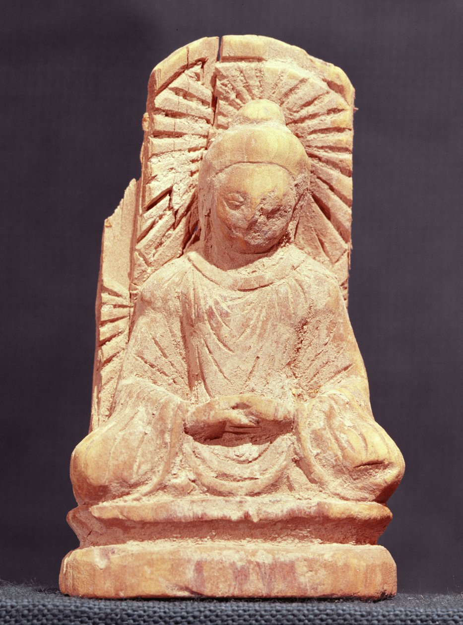 Bouddha assis en méditation, de Tumshuq (Xinjiang) 4e-5e siècle - Chinese School