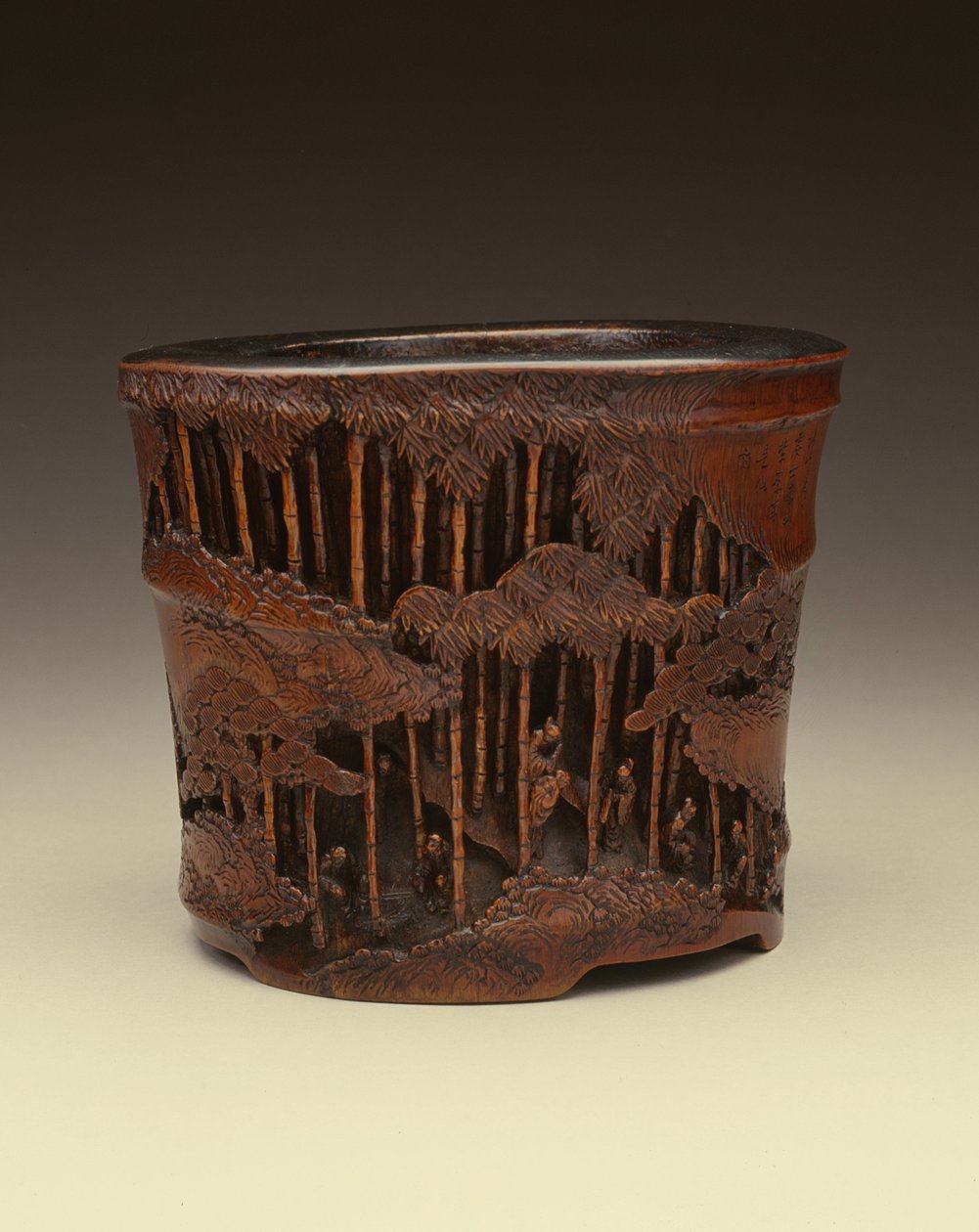 Grand pot à pinceaux avec les Sept Sages de la Forêt de Bambous à leurs activités littéraires dans une forêt de bambous, période Kangxi (1662-1722), dynastie Qing - Chinese School Chinese School