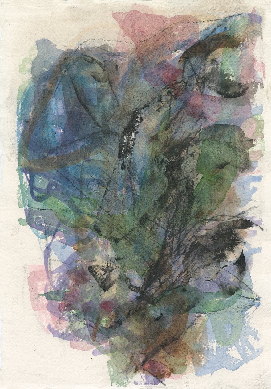 Composition abstraite, Formes organiques/série végétale, 2021 (aquarelle, gouache et fusain sur papier aquarelle) - Ching Fun Tso