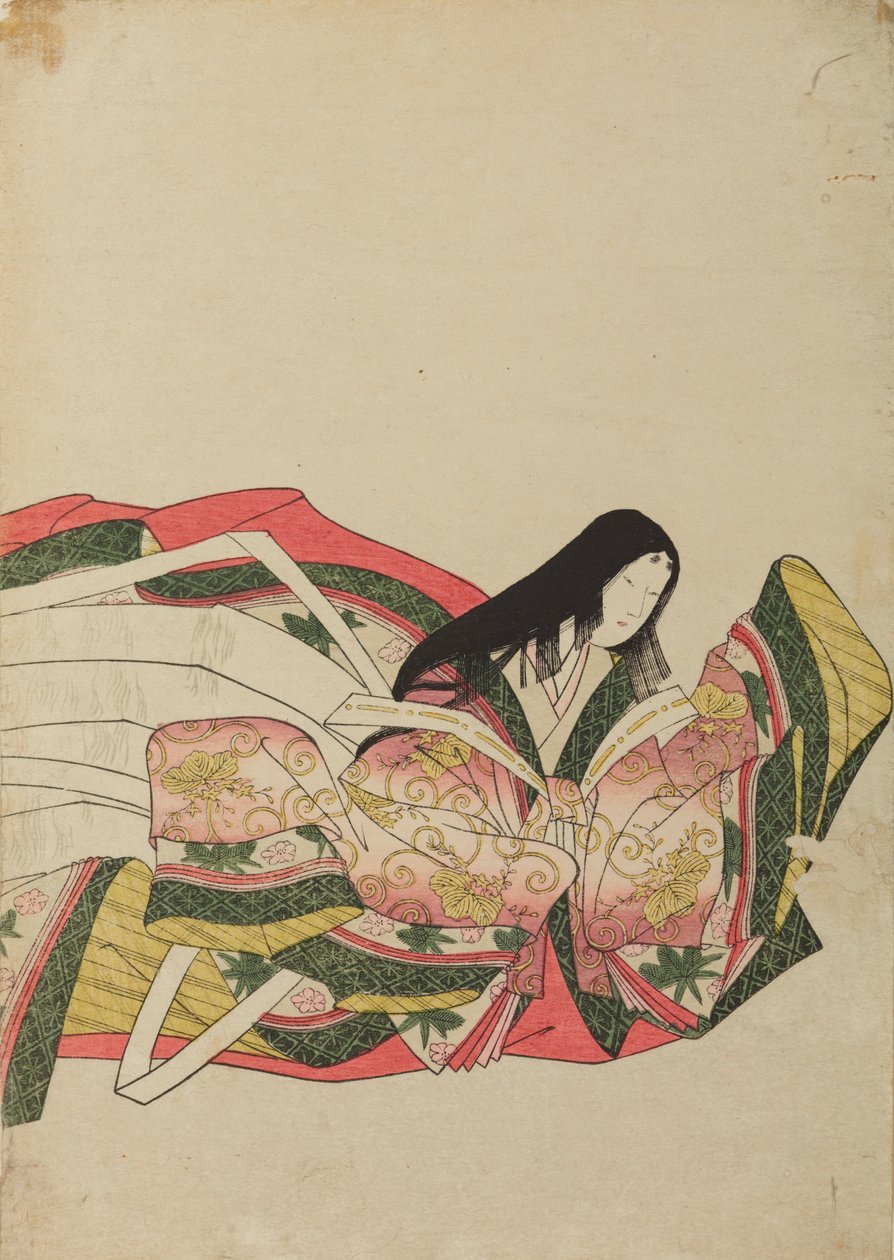Une dame de cour assise, tournée vers la droite, illustration tirée de l