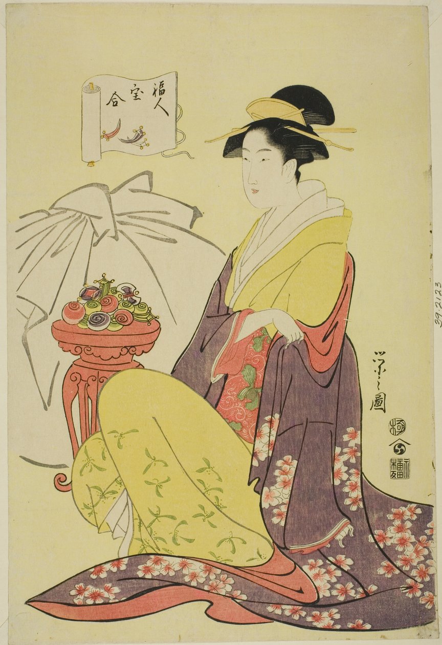 Hotei, de la série "Comparaison des trésors des dieux de la bonne fortune" - Chobunsai Eishi