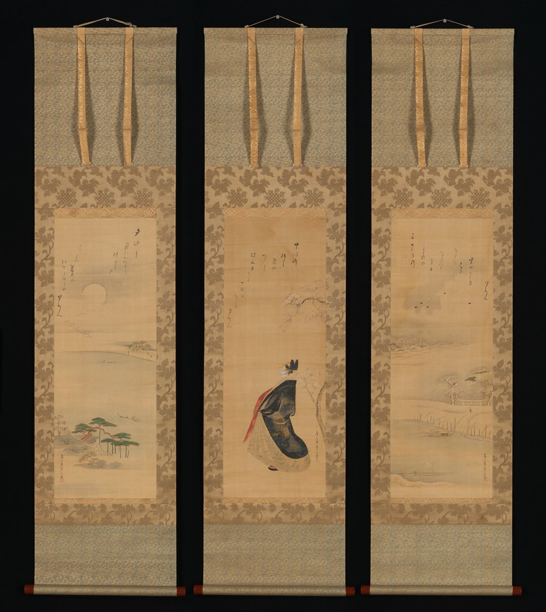 Neige, lune et fleurs de cerisier (Yoshiwara en trois saisons) - Chobunsai Eishi