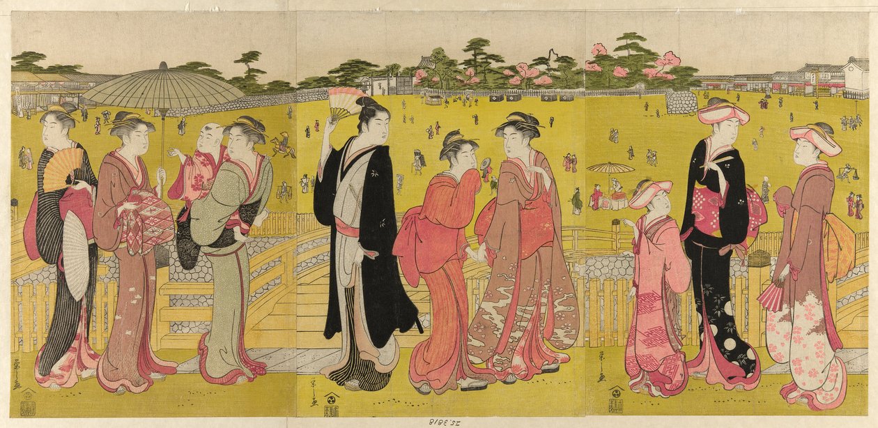Promenade près de Mihashi à Ueno - Chobunsai Eishi
