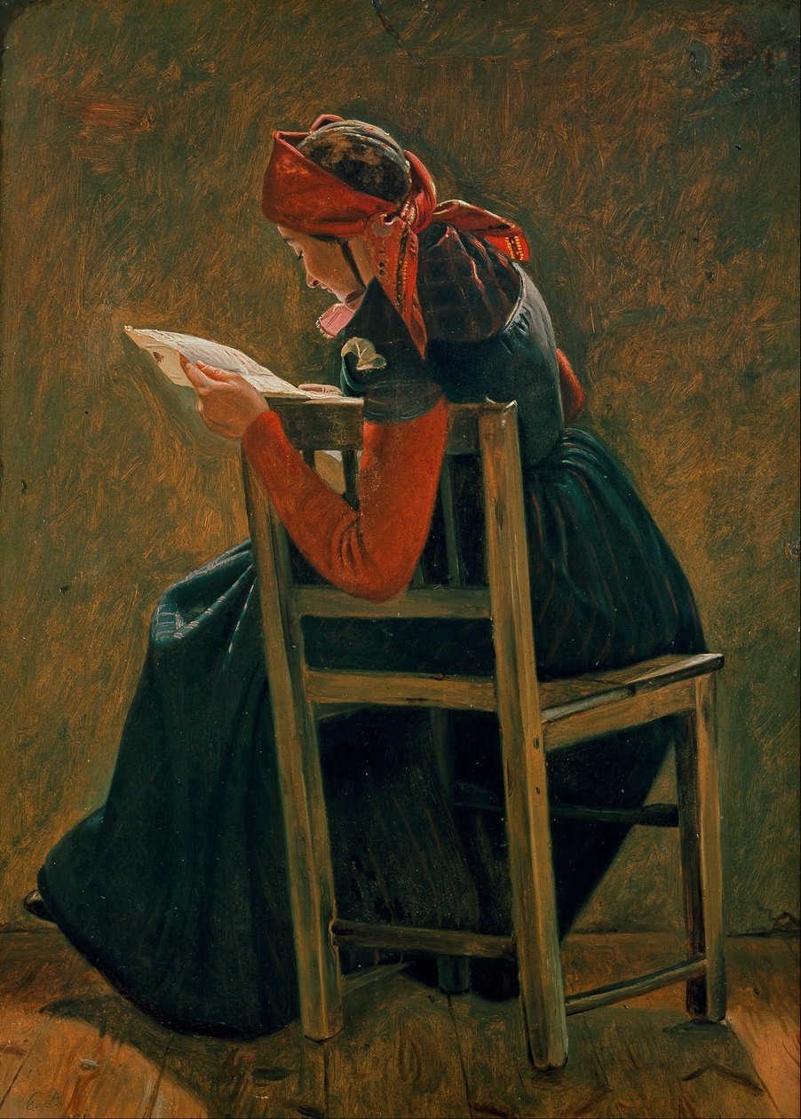 Une jeune fille frem Salling en train de lire. Étude. - Christen Dalsgaard