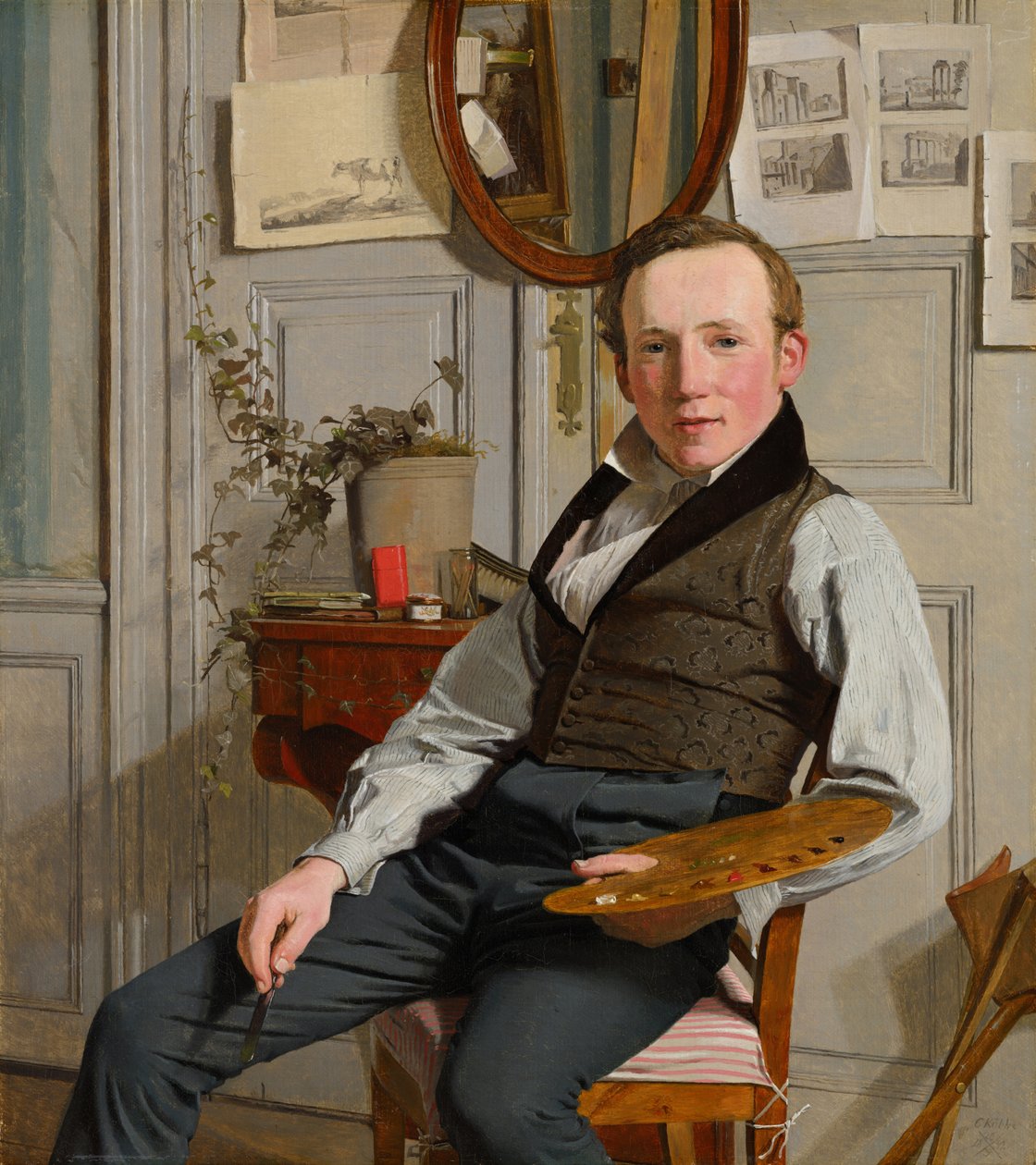 Néerlandais : Portrait du peintre paysagiste Frederik Sødring Portrait de Frederik Sødring - Christen Købke