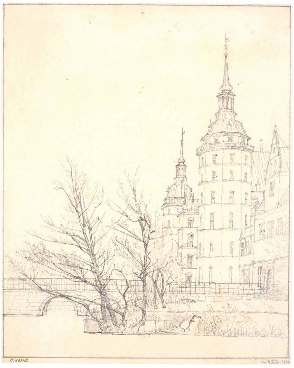 Le château de Frederiksborg. Vue près du pont des pièces - Christen Købke