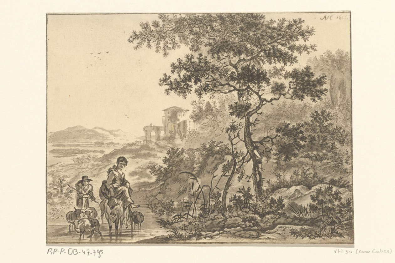 Paysage italianisant avec berger - Christiaan Josi
