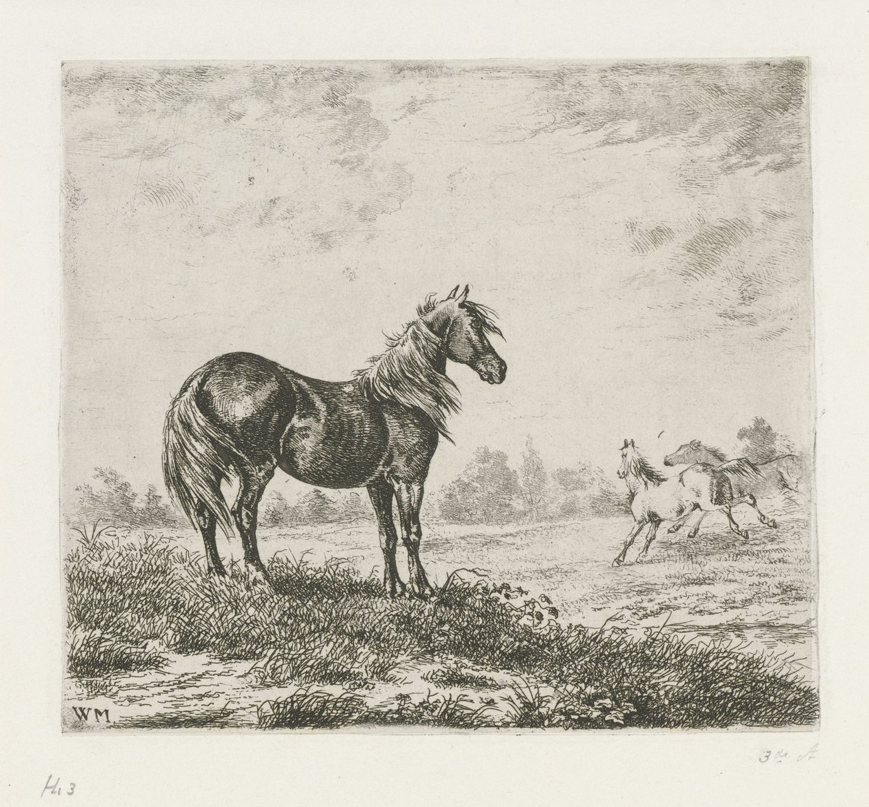 Paysage avec trois chevaux - Christiaan Wilhelmus Moorrees