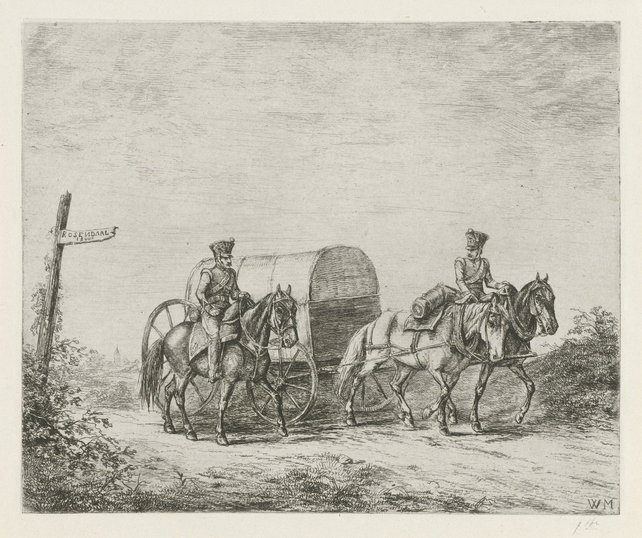 Deux soldats à cheval en route - Christiaan Wilhelmus Moorrees