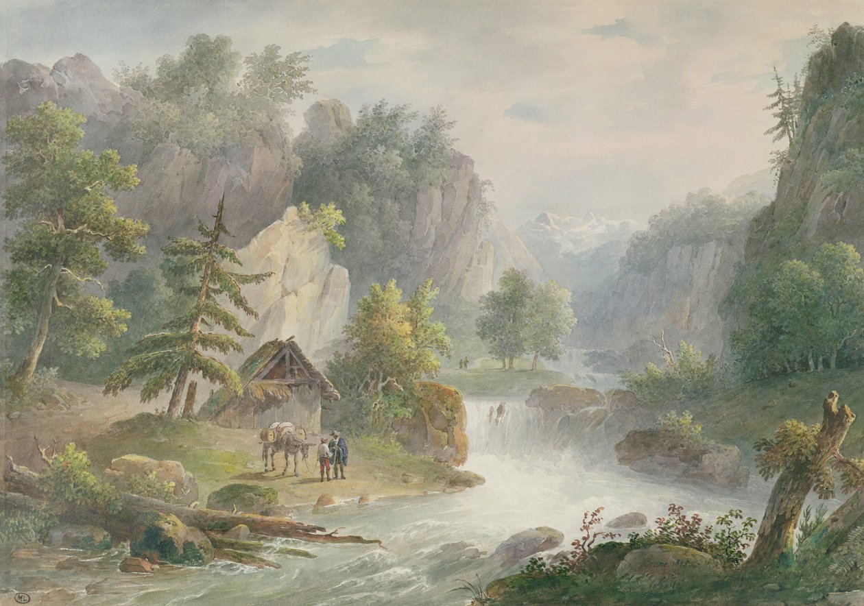 Paysage montagneux avec torrent, 1825 - Christian Brune