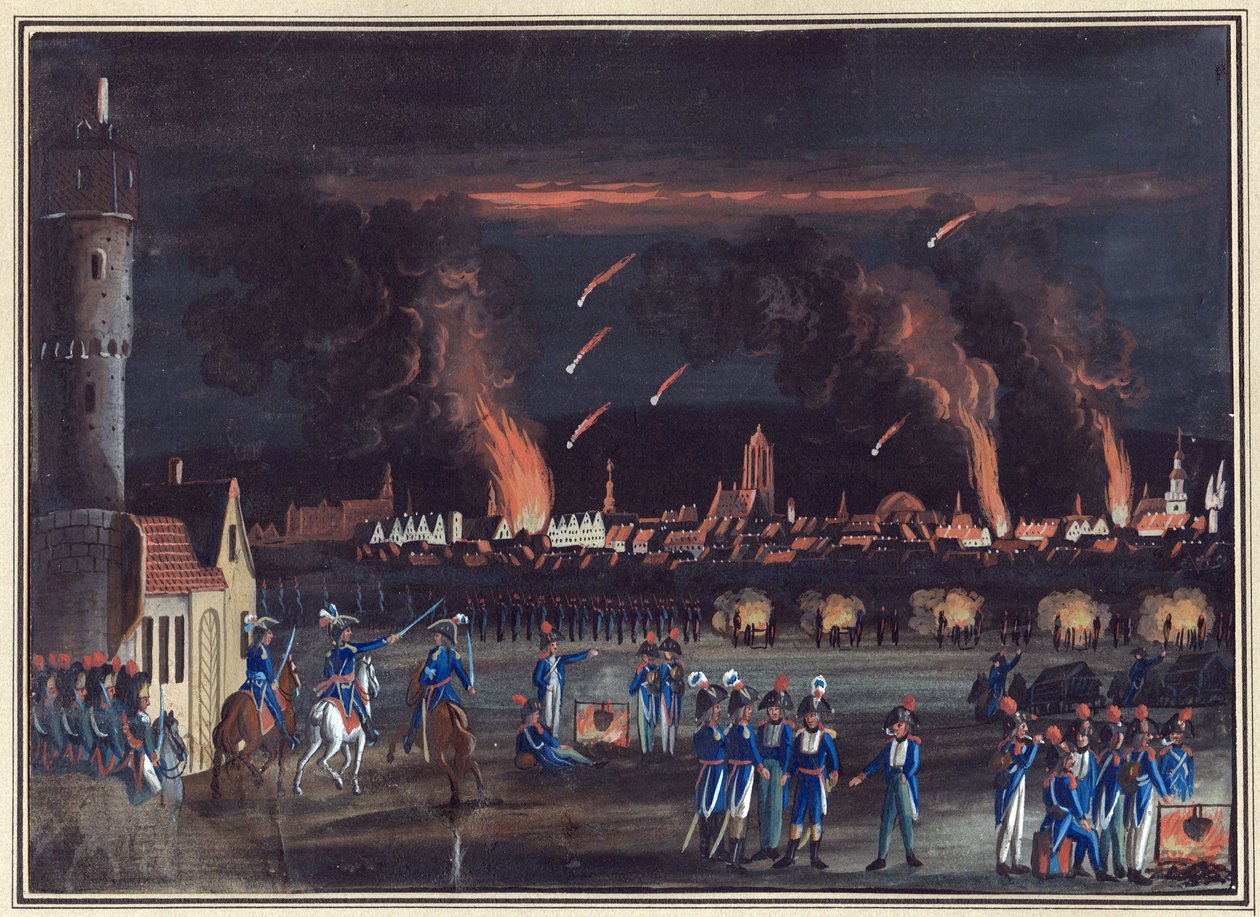Première Coalition - 13 juin 1796 : bombardement de Francfort-sur-le-Main par les Français - Christian Georg the Elder Schuetz