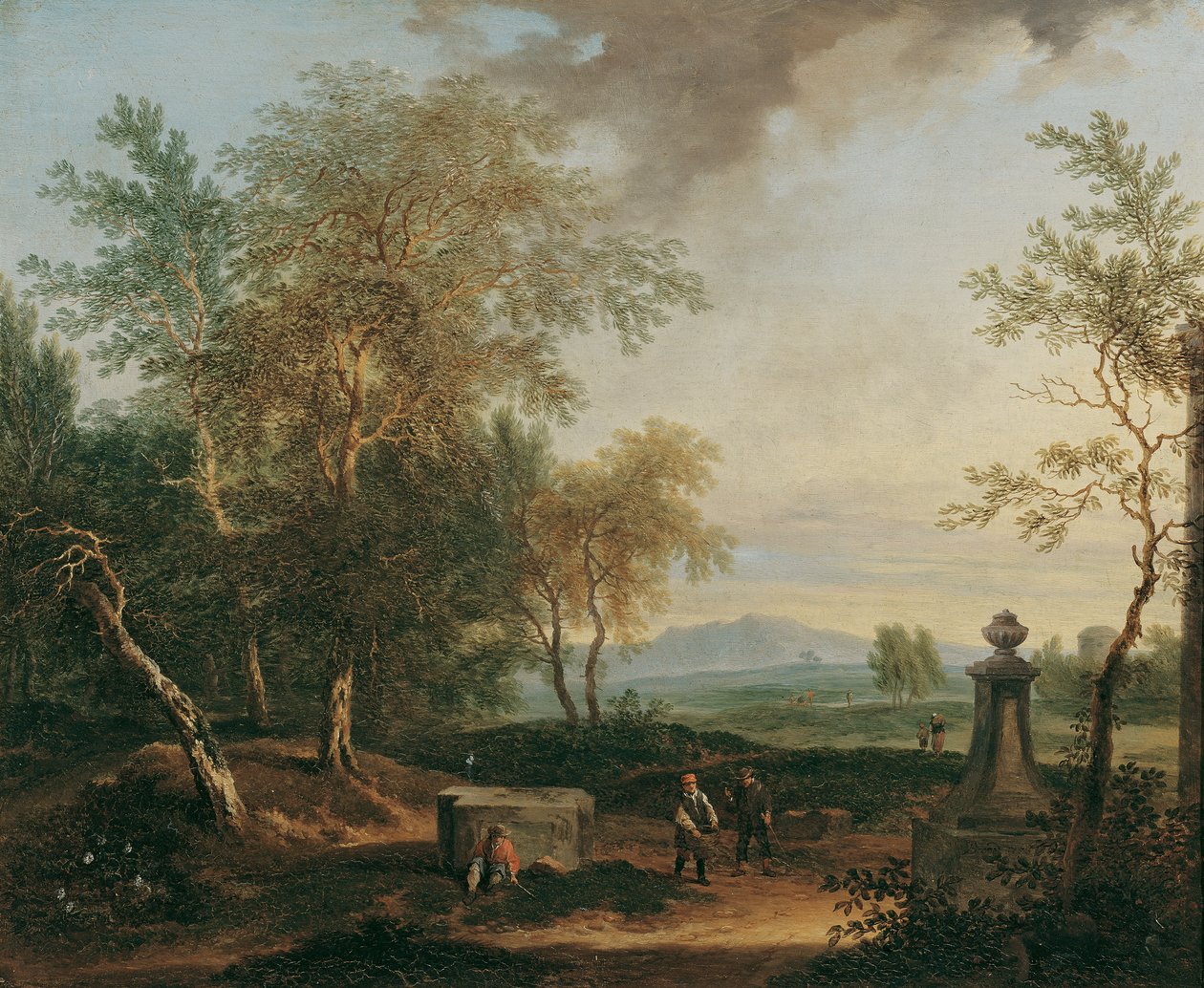 Paysage avec piédestal - Christian Hilfgott Brand