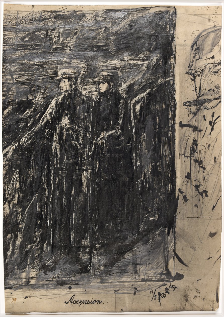 Ascension. Homme et femme. À droite, tête d