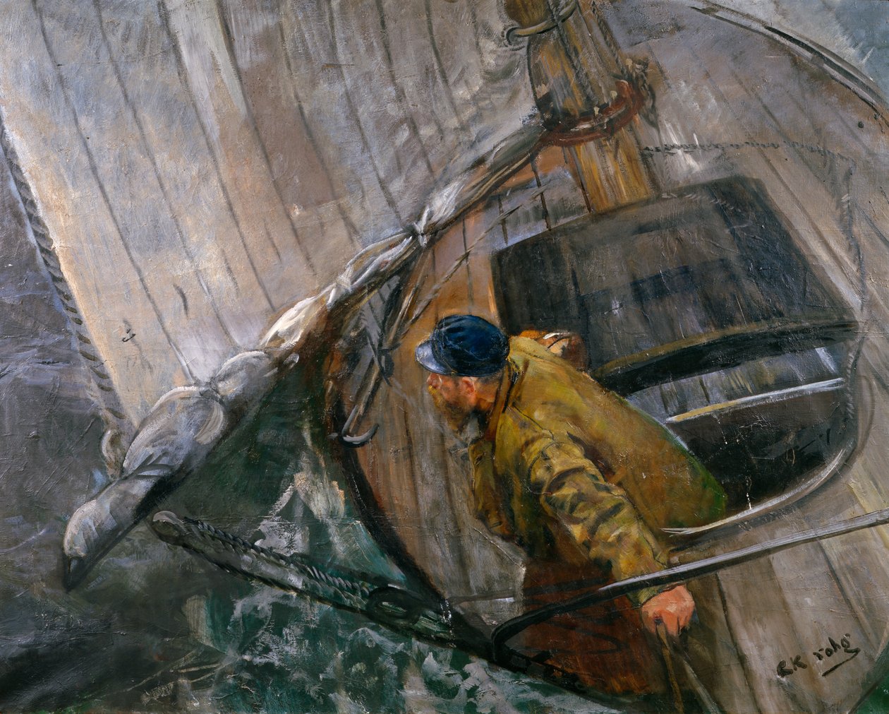 Naviguer avec des voiles à ris (peinture) - Christian Krohg