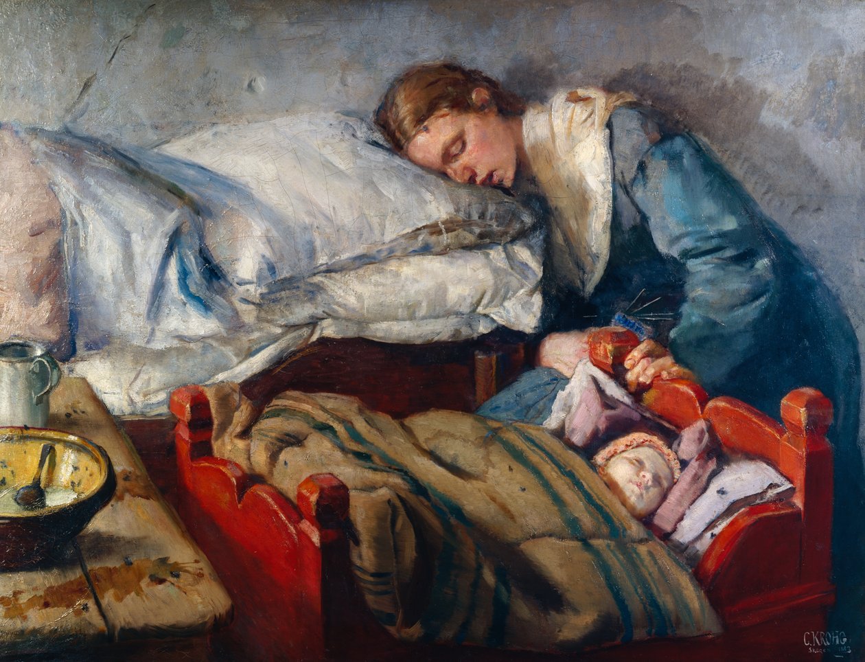 Mère endormie - Christian Krohg