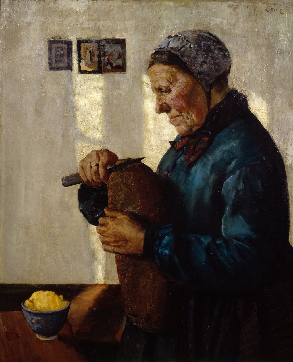 Épouse coupant le pain - Christian Krohg