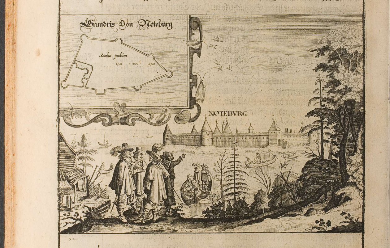 Illustration de Nöteborg du livre Voyages au Grand-Duc de Moscovie et au Roi de Perse par Adam Ol - Christian Lorenzen Rothgiesser