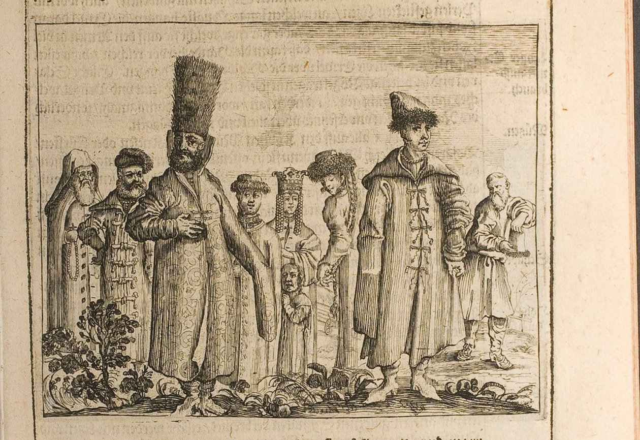 Costume traditionnel des Moscovites, illustration de Voyages au Grand-Duc de Moscovie et au Roi - Christian Lorenzen Rothgiesser