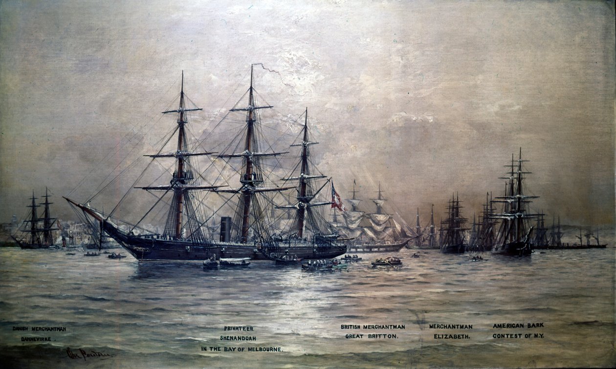Croiseur des États confédérés Shenandoah dans le port de Melbourne, Australie, 1865, c.1865 - Christian Poulsen