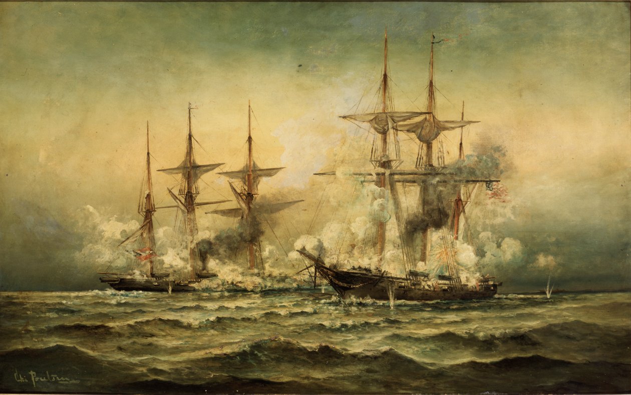 Kearsarge et Alabama au large du port de Cherbourg en France, 19 juin 1864, c.1870 - Christian Poulsen