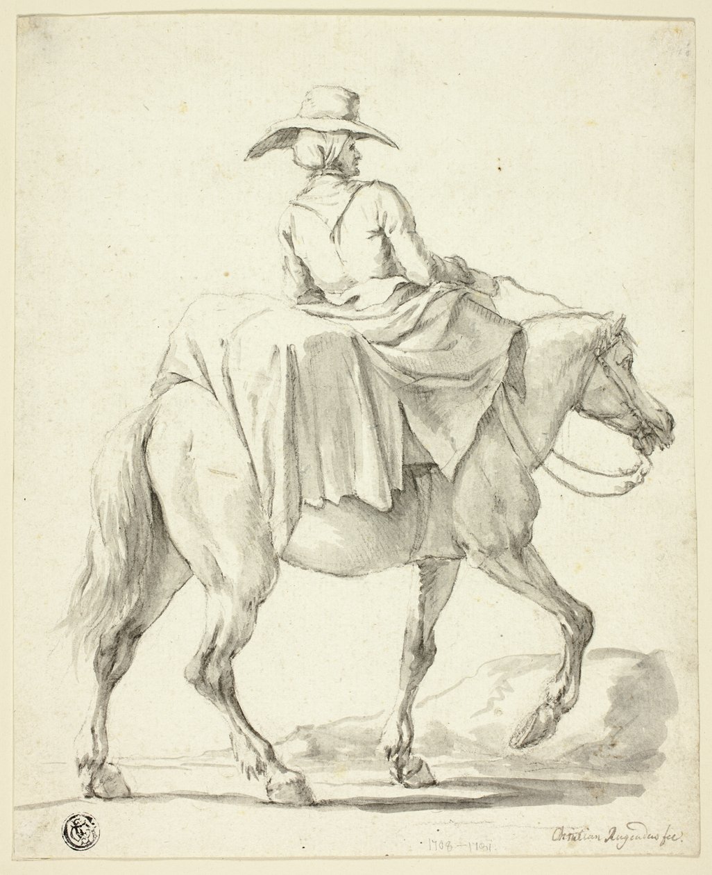 Femme de marché à cheval - Christian Rugendas