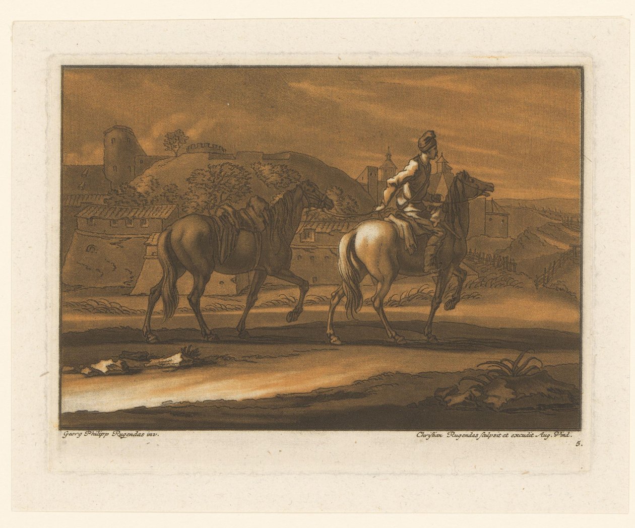 Cavalier guidant un cheval - Christian Rugendas