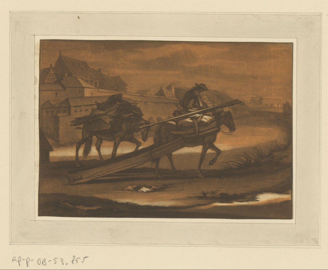 Cavalier avec deux chevaux chargés - Christian Rugendas