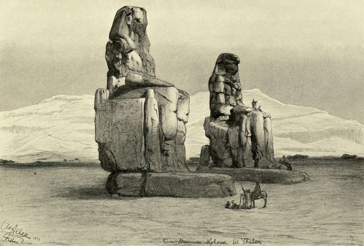 Colosses de Memnon à Thèbes, Égypte, 1898 - Christian Wilhelm Allers