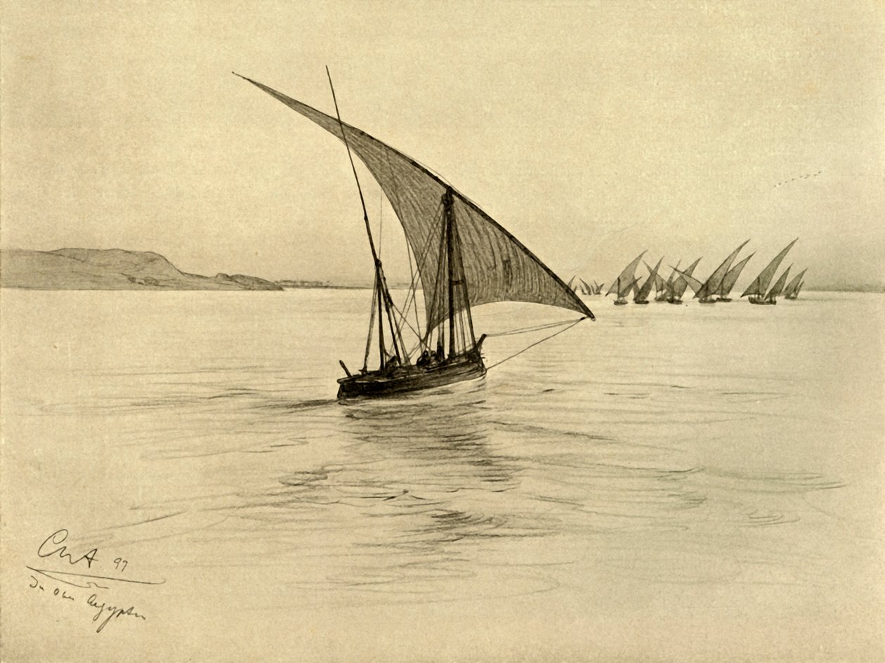 Feluccas sur le Nil, Le Caire, Égypte, 1898 - Christian Wilhelm Allers