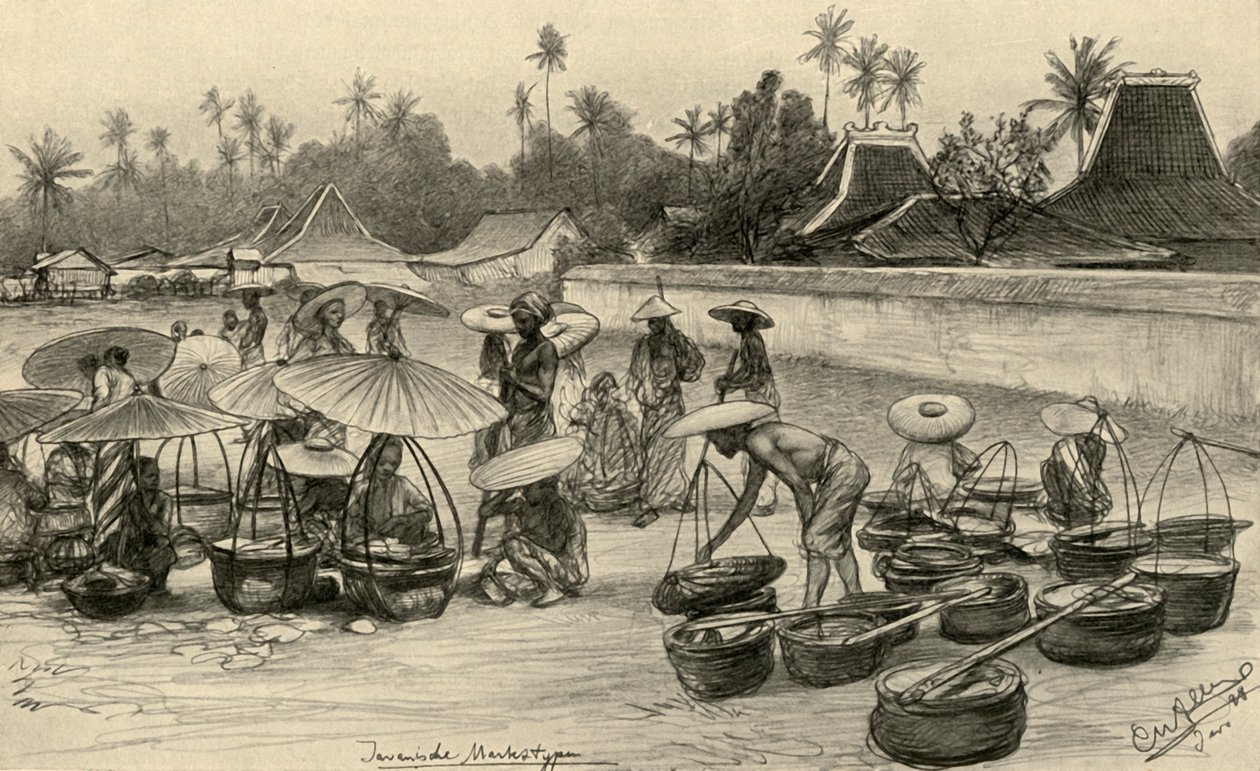 Scène de marché, Java, 1898 - Christian Wilhelm Allers