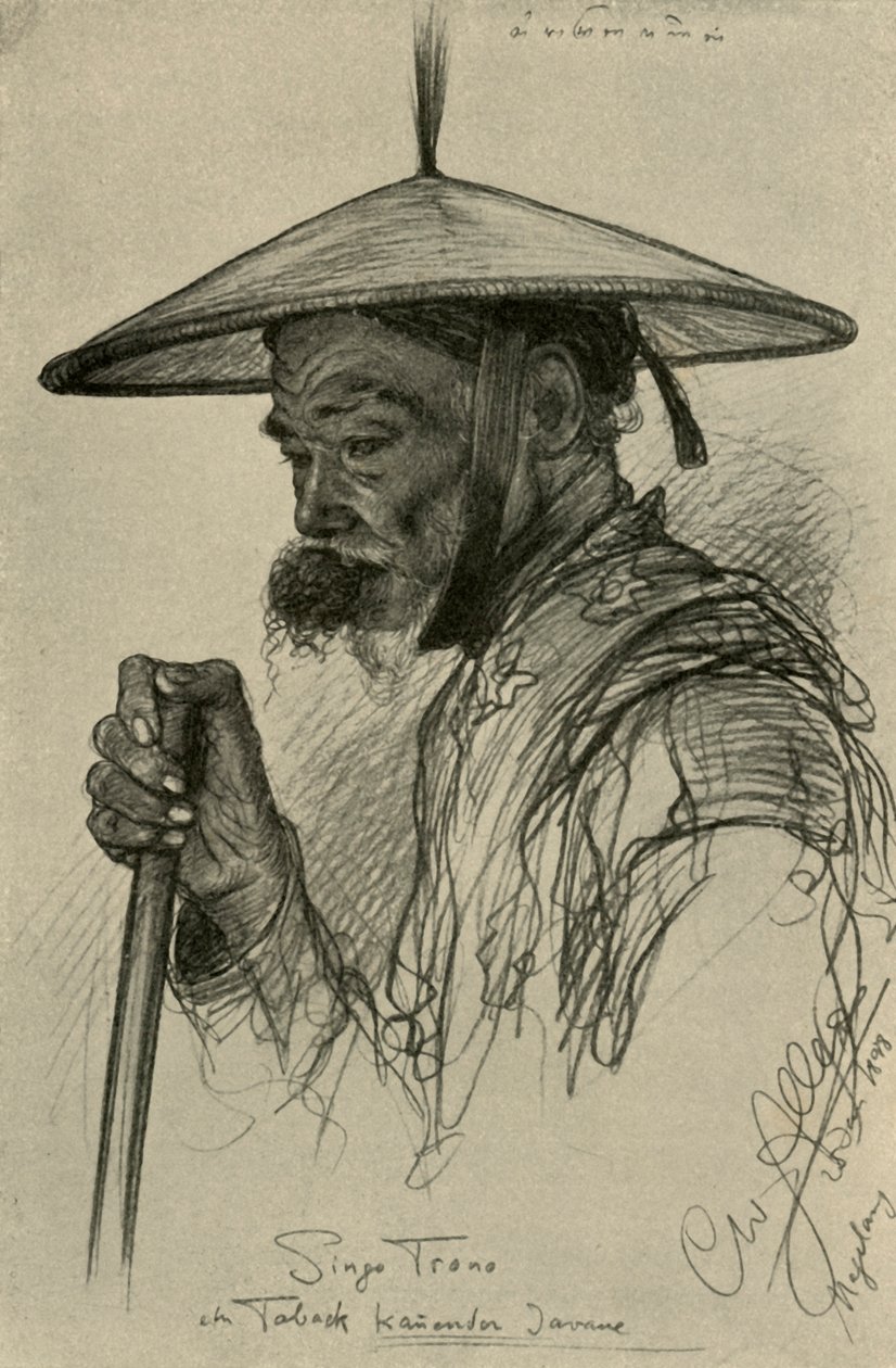 Singo Trono - homme mâchant du tabac, Magelang, Java - Christian Wilhelm Allers