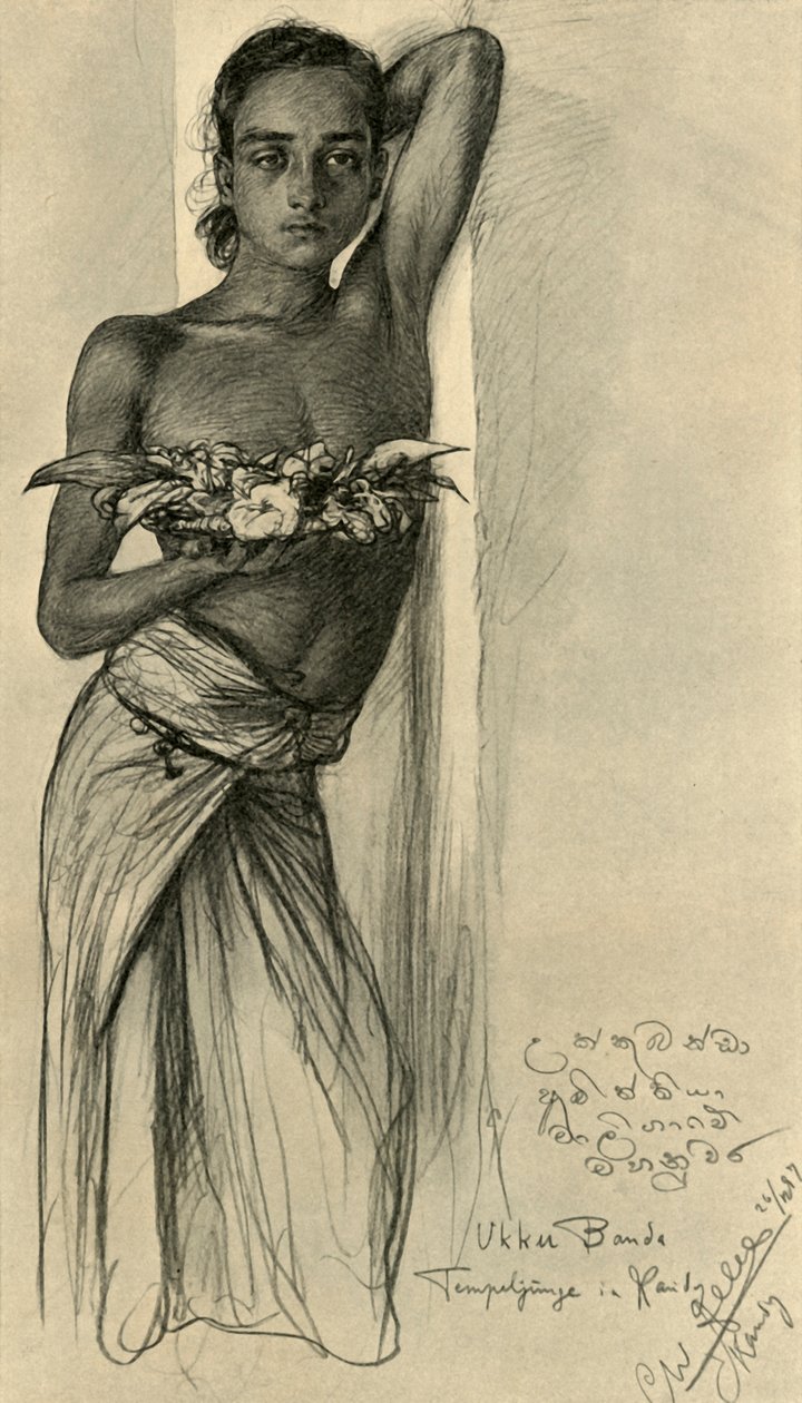 Ukku Banda, jeune homme dans un temple, Kandy, Ceylan - Christian Wilhelm Allers