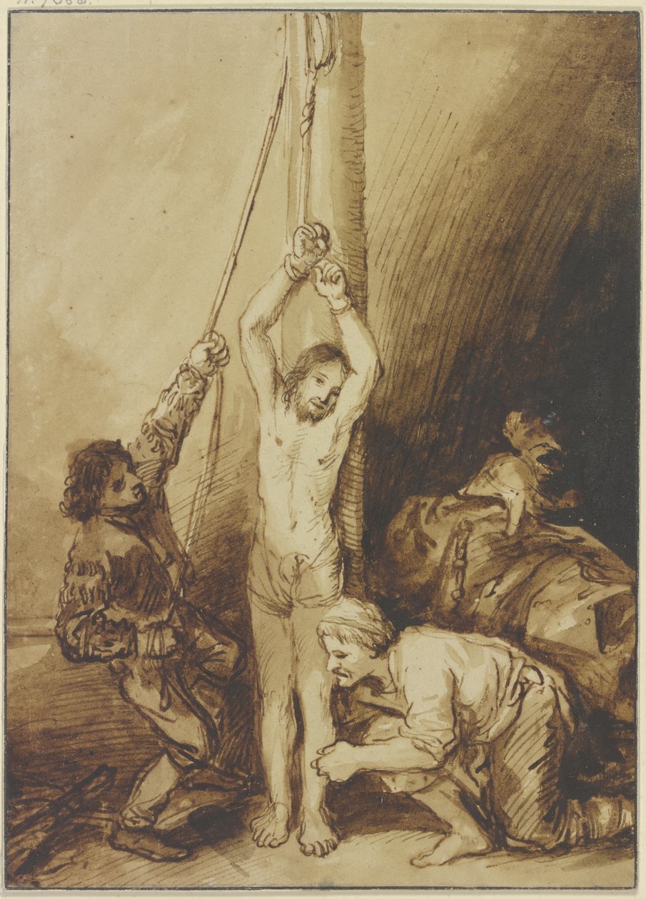 Le Christ à la colonne, dans le style de Rembrandt - Christian Wilhelm Ernst Dietrich