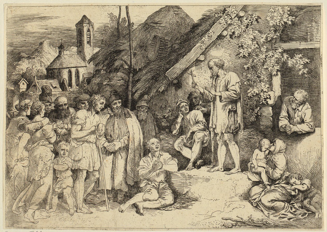 Saint Jacques prêchant dans un village - Christian Wilhelm Ernst Dietrich