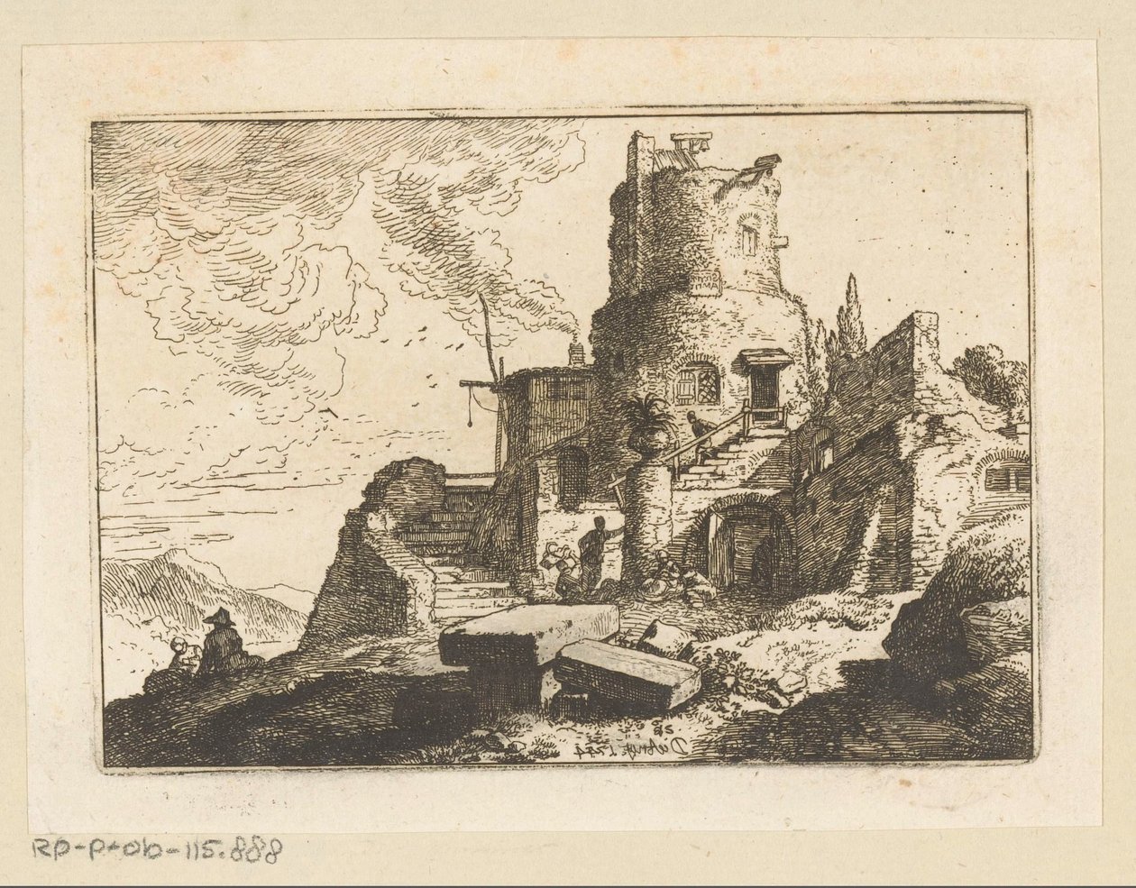 Paysage avec tour de guet - Christian Wilhelm Ernst Dietrich