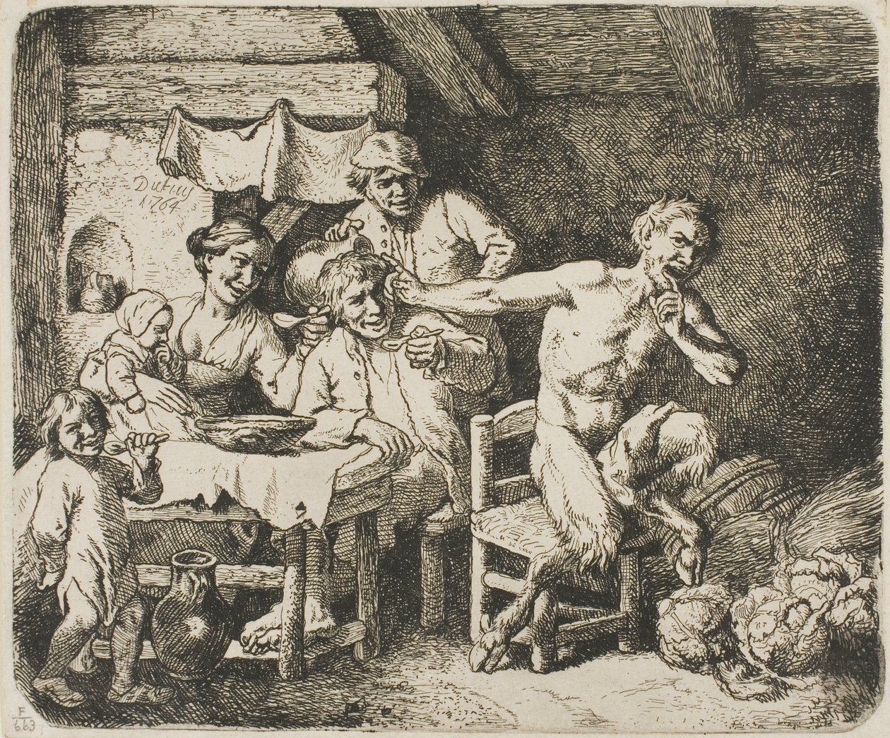 Le satyre dans la maison du paysan - Christian Wilhelm Ernst Dietrich