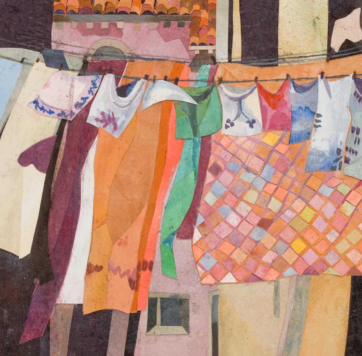 Venice Washing Chequered Quilt, 2016 (collage de papier peint à l