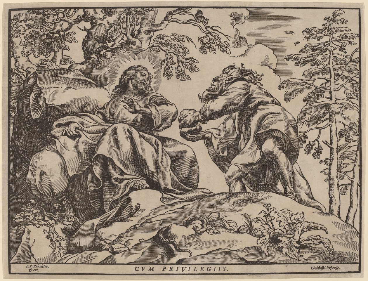 La tentation du Christ par le diable - Christoffel Jegher after Sir Peter Paul Rubens