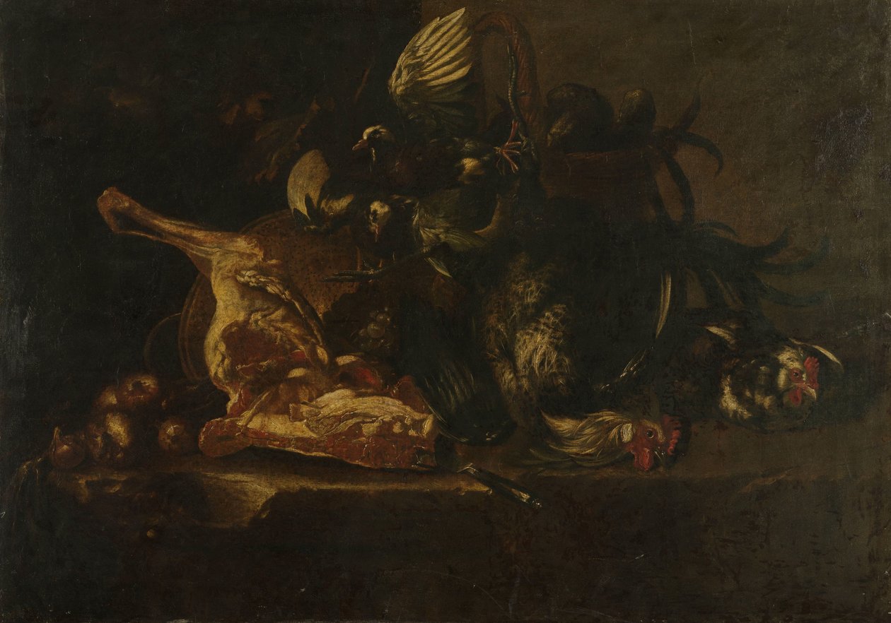 Nature morte avec viande et oiseaux morts - Christoffel Puytlinck