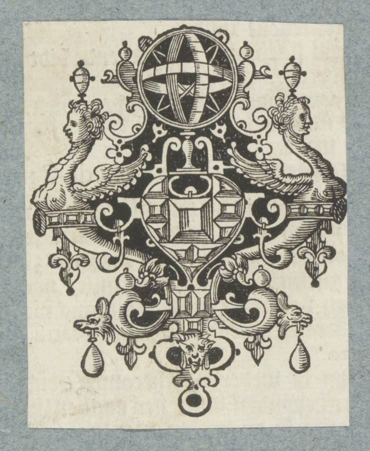 Ornement avec pierres précieuses et globe céleste - Christoffel van Sichem (II) (possibly)