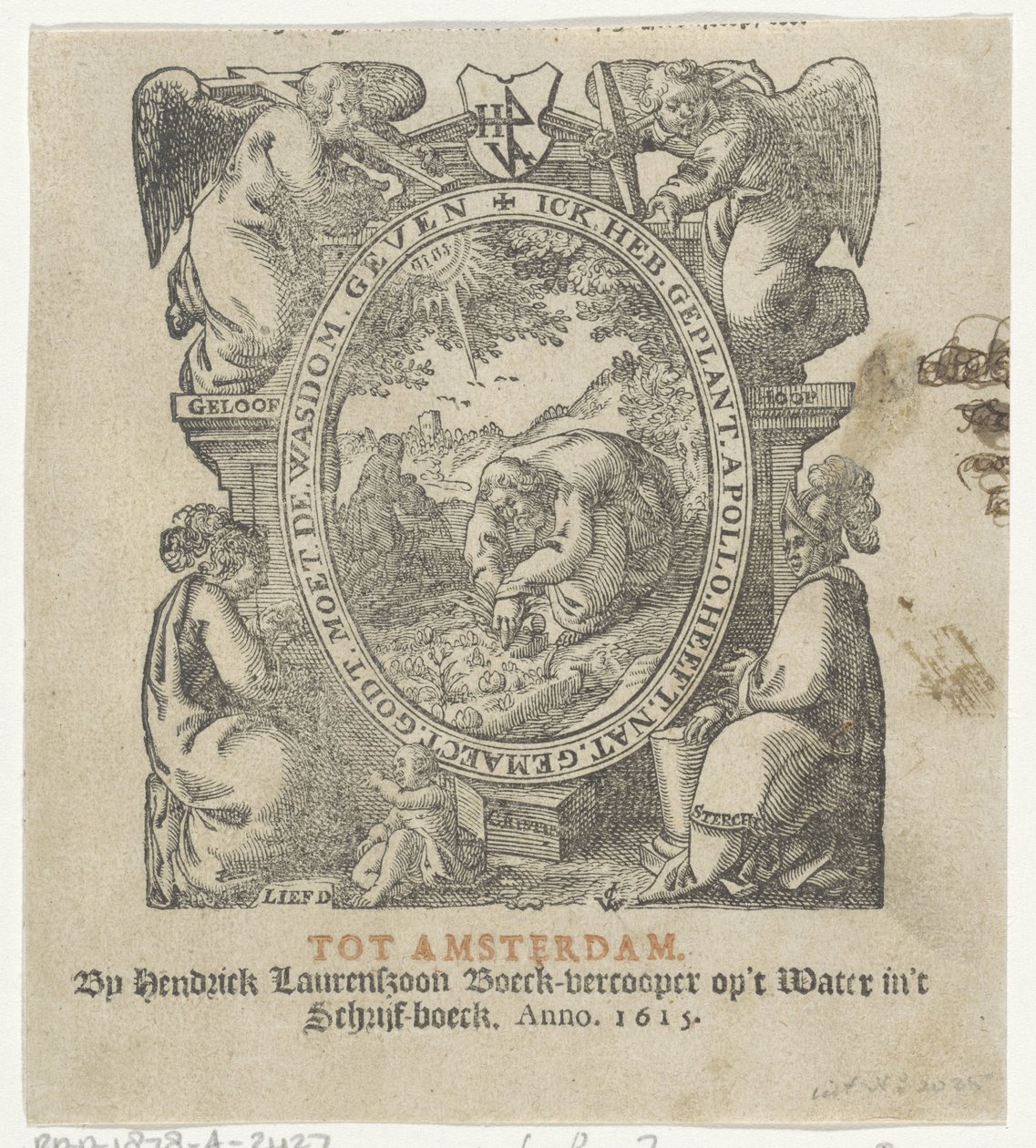 Vignette avec un homme plantant des cultures - Christoffel van Sichem (II) (possibly)